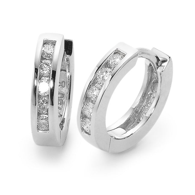 Aro con bisagra 750/oro blanco de 18 quilates Diamante 0.21 ct, 10 piedras, w-si