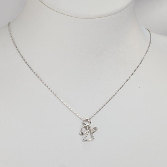 Colgante 750/oro blanco de 18 quilates Diamante 0.007 ct, w-si Ángel