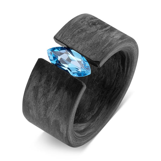 Fingerring Carbon Topas blau