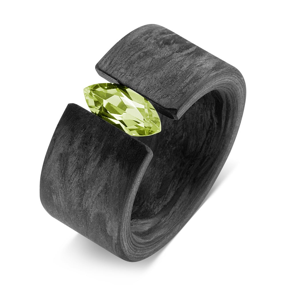 Anillo de dedo Carbón Peridoto verde