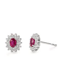 Stud earrings 18k White Gold Diamond 0.22 ct, 54 Stones, brilliant, w-si, Ruby 2 Stones