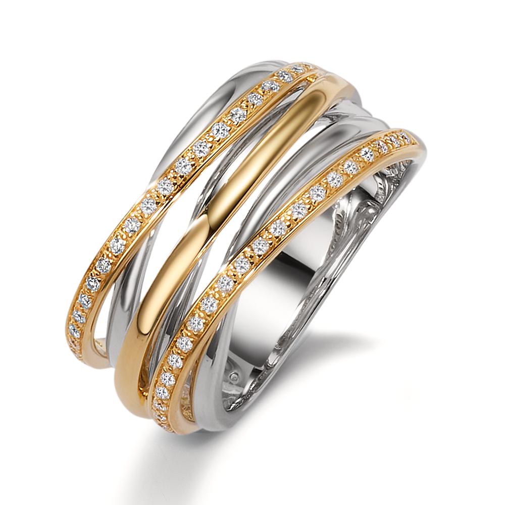 Anello Oro bianco 750/18 carati, Oro giallo 750/18 carati Diamante bianco, 0.18 ct, 45 pietra, [Brillant], w-si