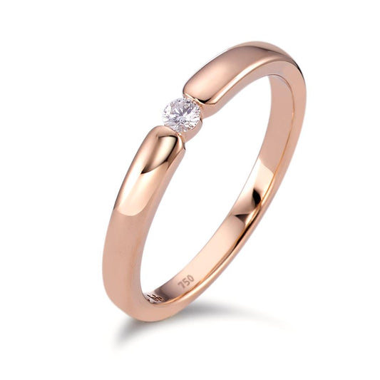 Solitär Ring 750/18 K Rosegold Diamant weiss, 0.06 ct, Brillantschliff, w-si