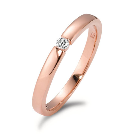 Solitär Ring 750/18 K Rosegold Diamant weiss, 0.05 ct, Brillantschliff, w-si