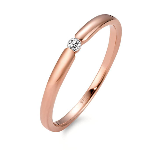 Solitär Ring 750/18 K Rosegold Diamant weiss, 0.04 ct, Brillantschliff, w-si