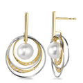 Drop Earrings 18k Yellow Gold, 18k White Gold Diamond White, 0.05 ct, 16 Stones, brilliant, w-si Freshwater pearl, 7.5 mm