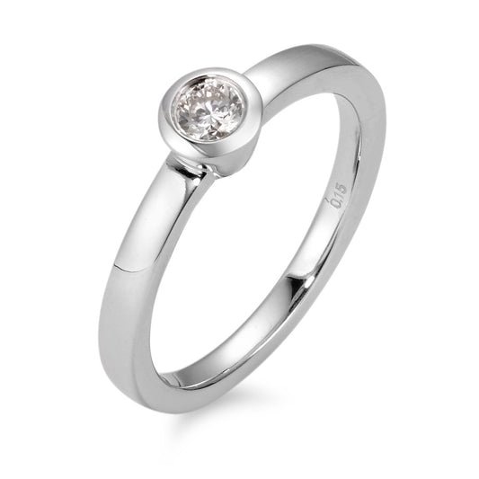 Finger ring 750/18 K vitguld diamant vit, 0.15 ct, [Brillant], w-si