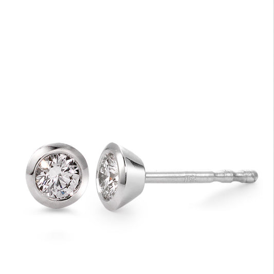 Ohrstecker 750/18 K Weissgold Diamant weiss, 0.10 ct, 2 Steine, Brillantschliff, w-si Ø4 mm