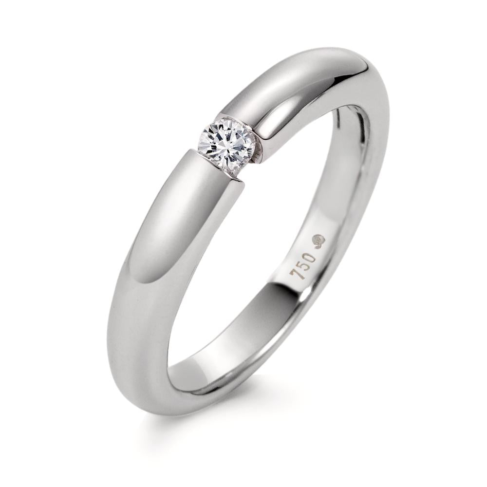 Solitärring 750/18 K vitguld diamant vit, 0.10 ct, [Brillant], w-si