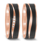 Anillo de pareja oro rosa de 585/14 kt, Carbón