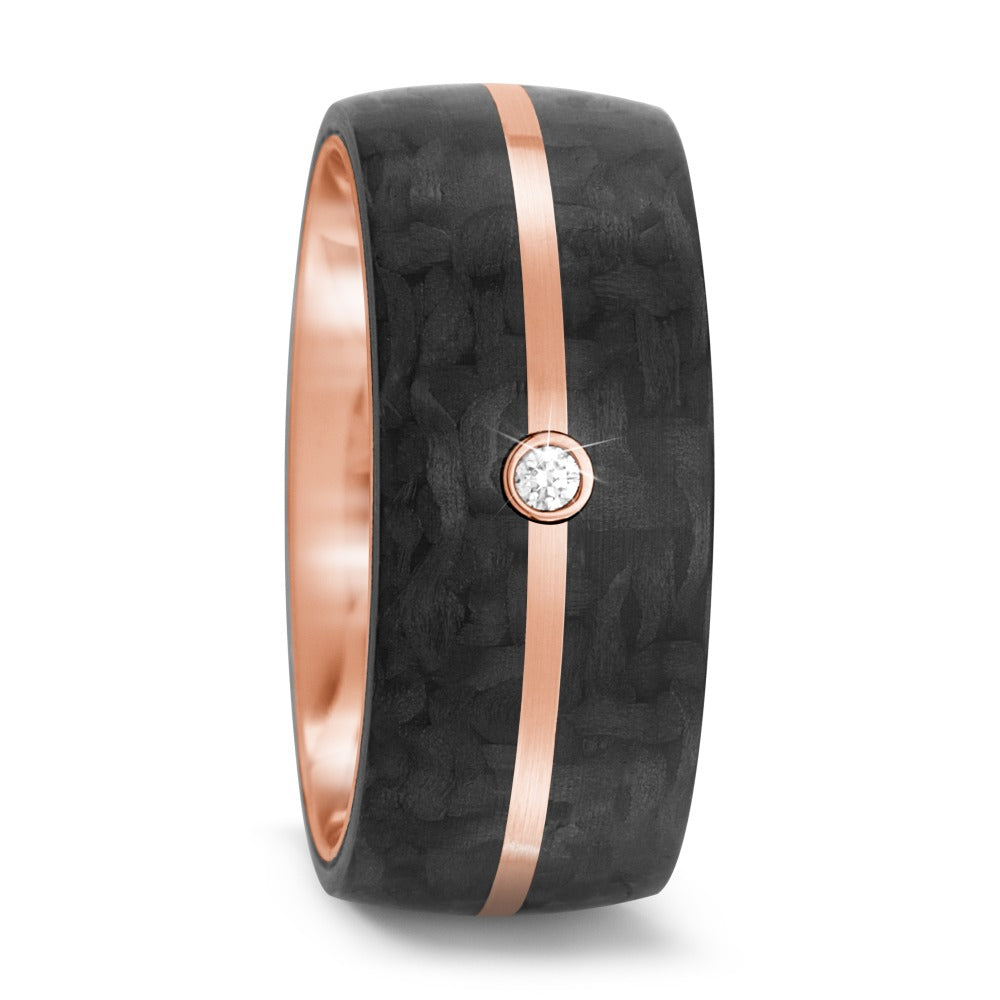 Wedding Ring 14k Rose Gold, Carbon Diamond 0.02 ct, tw-si