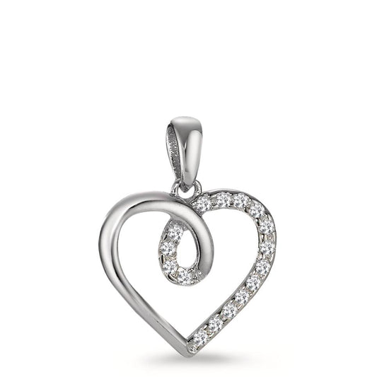 Pendant Silver Zirconia Rhodium plated Heart