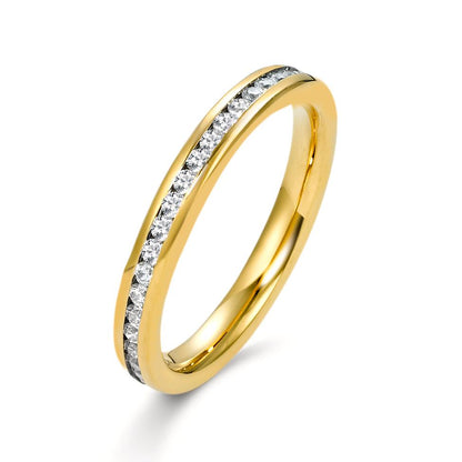Memory Ring Edelstahl Zirkonia gelb IP beschichtet