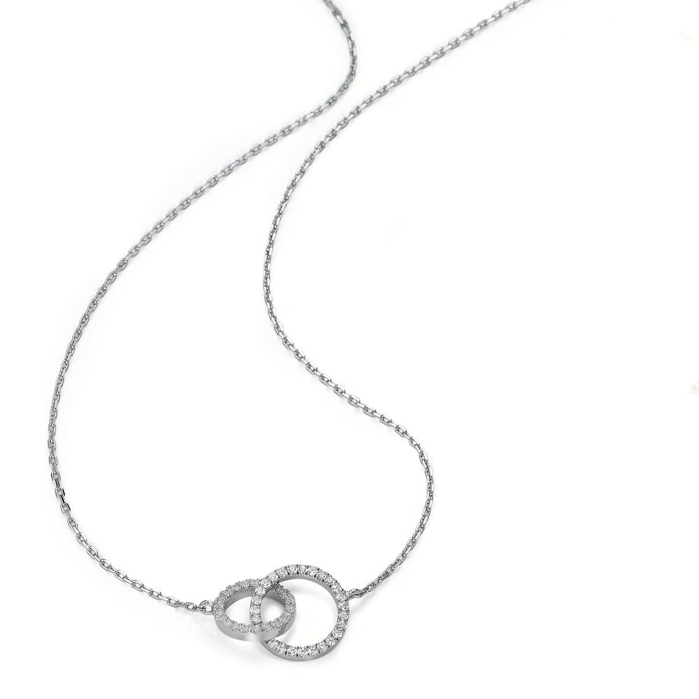 Collier Silber Zirkonia rhodiniert 42-46 cm verstellbar Ø10 mm