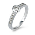 Solitär Ring 585/14 K Weissgold Diamant 0.25 ct, 9 Steine, w-si