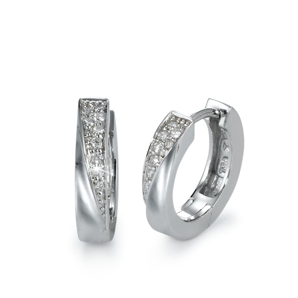 Hopfällbara örhängen 750/18 K vitguld diamant 0.13 ct, 18 stenar, w-si