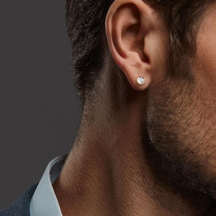 Pendientes 750/oro amarillo de 18 quilates Circonita 2 piedras Ø3 mm