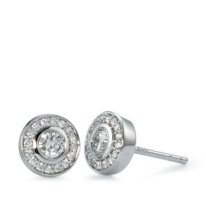 14k Weißgold Diamant Ohrstecker: 0.70ctw Rund Brillantschliff