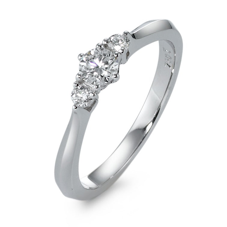 Ring 18k White Gold Diamond 0.32 ct, 3 Stones, w-si