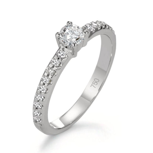 Solitaire ring 18k White Gold Diamond 0.35 ct, 19 Stones, w-si