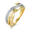 Ring 18k Yellow Gold, 18k White Gold Diamond 0.13 ct, 27 Stones, w-si