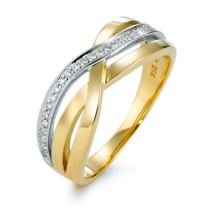 Ring 18k Yellow Gold, 18k White Gold Diamond 0.13 ct, 27 Stones, w-si