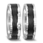 Wedding Ring 14k White Gold, Carbon