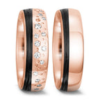 Anillo de pareja oro rosa de 585/14 kt, Carbón