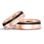 Anillo de pareja oro rosa de 585/14 kt, Carbón