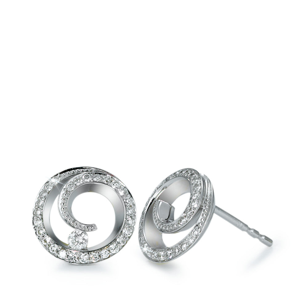 Pendientes 750/oro blanco de 18 quilates Diamante 0.30 ct, 56 piedras, [Brillant], w-si Ø10 mm