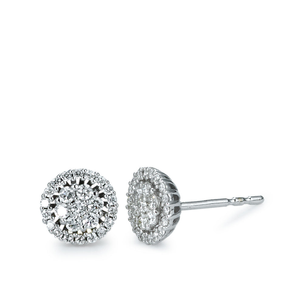Pendientes 750/oro blanco de 18 quilates Diamante 0.35 ct, 50 piedras, [Brillant], w-si Ø7 mm