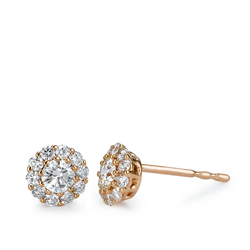 Pendientes 750/oro rojo de 18 quilates Diamante 0.50 ct, 22 piedras, [Brillant], w-si Ø6 mm