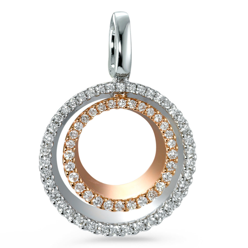 Hängsmycke 750/18 K rött guld, 750/18 K vitguld diamant 0.37 ct, 70 stenar, [Brillant], w-si Ø17 mm