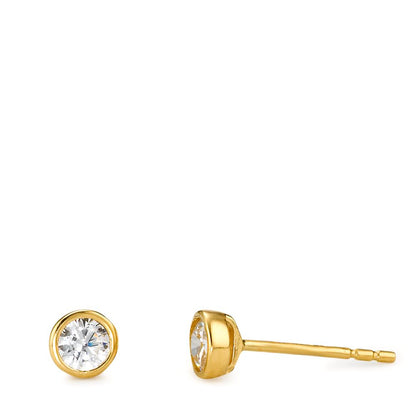 Stud earrings 18k Yellow Gold Zirconia 2 Stones Ø4.5 mm