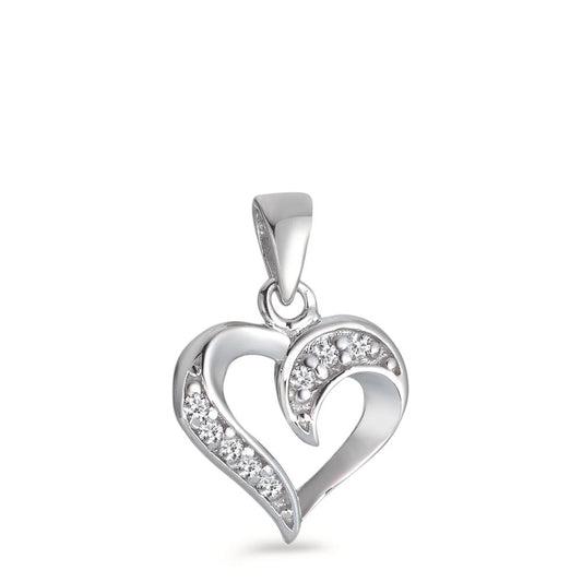 Pendant Silver Zirconia Rhodium plated Heart