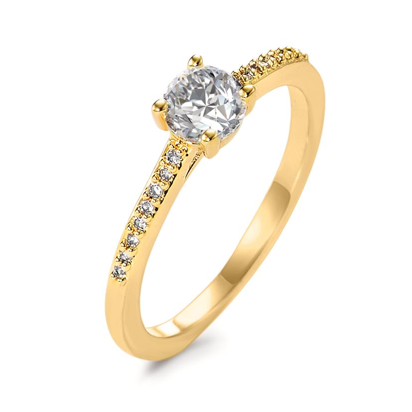 Bague solitaire Bronze Zircone 17 Pierres plaqués or 3 microns Ø5 mm