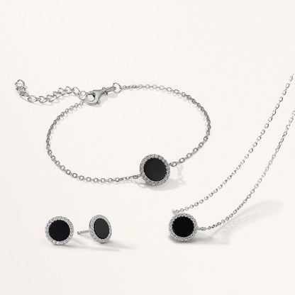 Pulsera Plata Ónix Rodio plateado