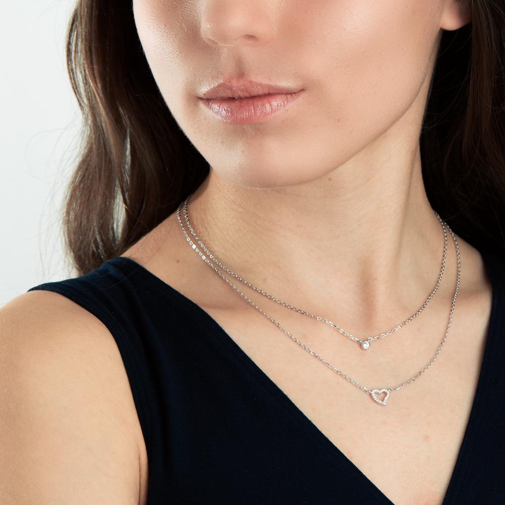 Collier Silber rhodiniert Herz 40-45 cm verstellbar