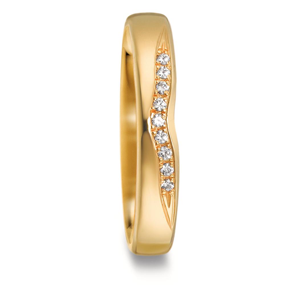 Wedding Ring 18k Yellow Gold Diamond 0.045 ct, 9 Stones, tw-vsi