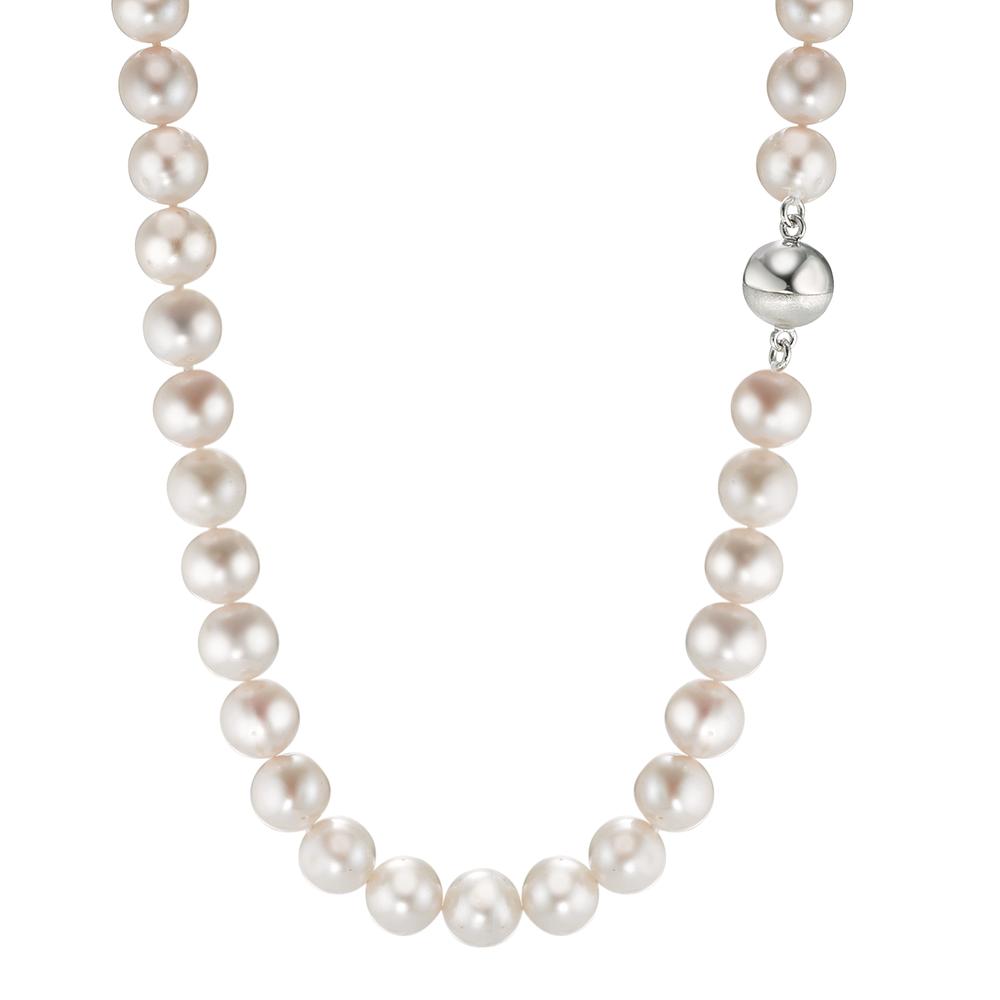 Collier Silber rhodiniert Süsswasserzuchtperlen weiss 8-8.5 mm 42 cm
