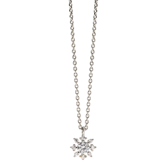 Halskette mit Anhänger Silber Zirkonia rhodiniert Schneeflocke verstellbar Ø7 mm