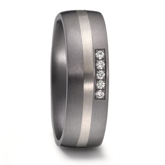 Partnerring 999 Tantal, 500 palladium diamant 0.05 ct, 5 stenar, w-si