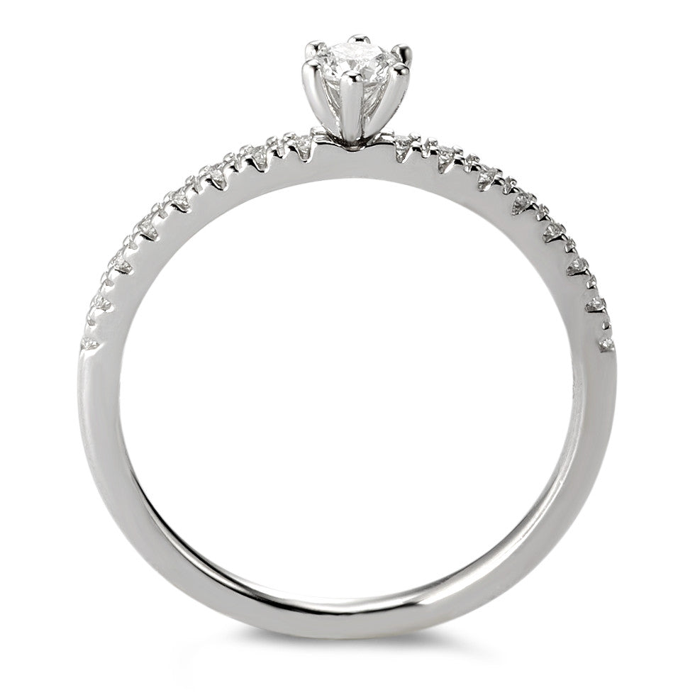Anillo solitario 750/oro blanco de 18 quilates Diamante blanco, 0.20 ct, 17 piedras, [Brillant], w-si