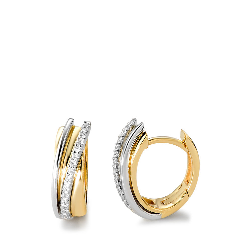 Aro con bisagra 750/oro amarillo de 18 quilates, 750/oro blanco de 18 quilates Diamante blanco, 0.14 ct, 32 piedras, [Brillant], w-si