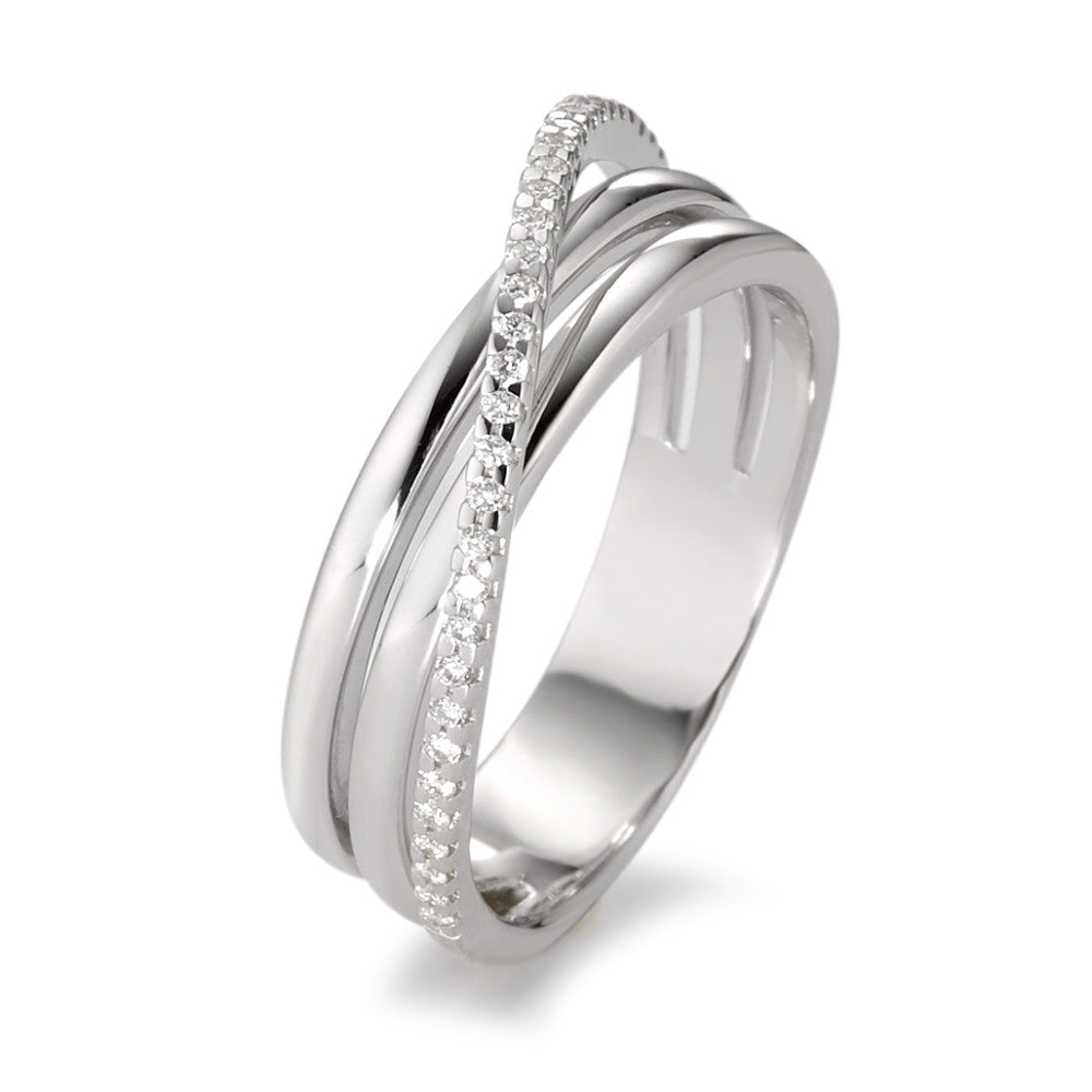 Anillo de dedo 750/oro blanco de 18 quilates Diamante blanco, 0.14 ct, 33 piedras, [Brillant], w-si