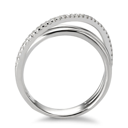 Finger ring 750/18 K vitguld diamant vit, 0.14 ct, 33 stenar, [Brillant], w-si