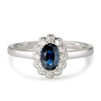 Bague Or blanc 18K Diamant blanc, 0.18 ct, 12 Pierres, brillant, w-si, Saphir