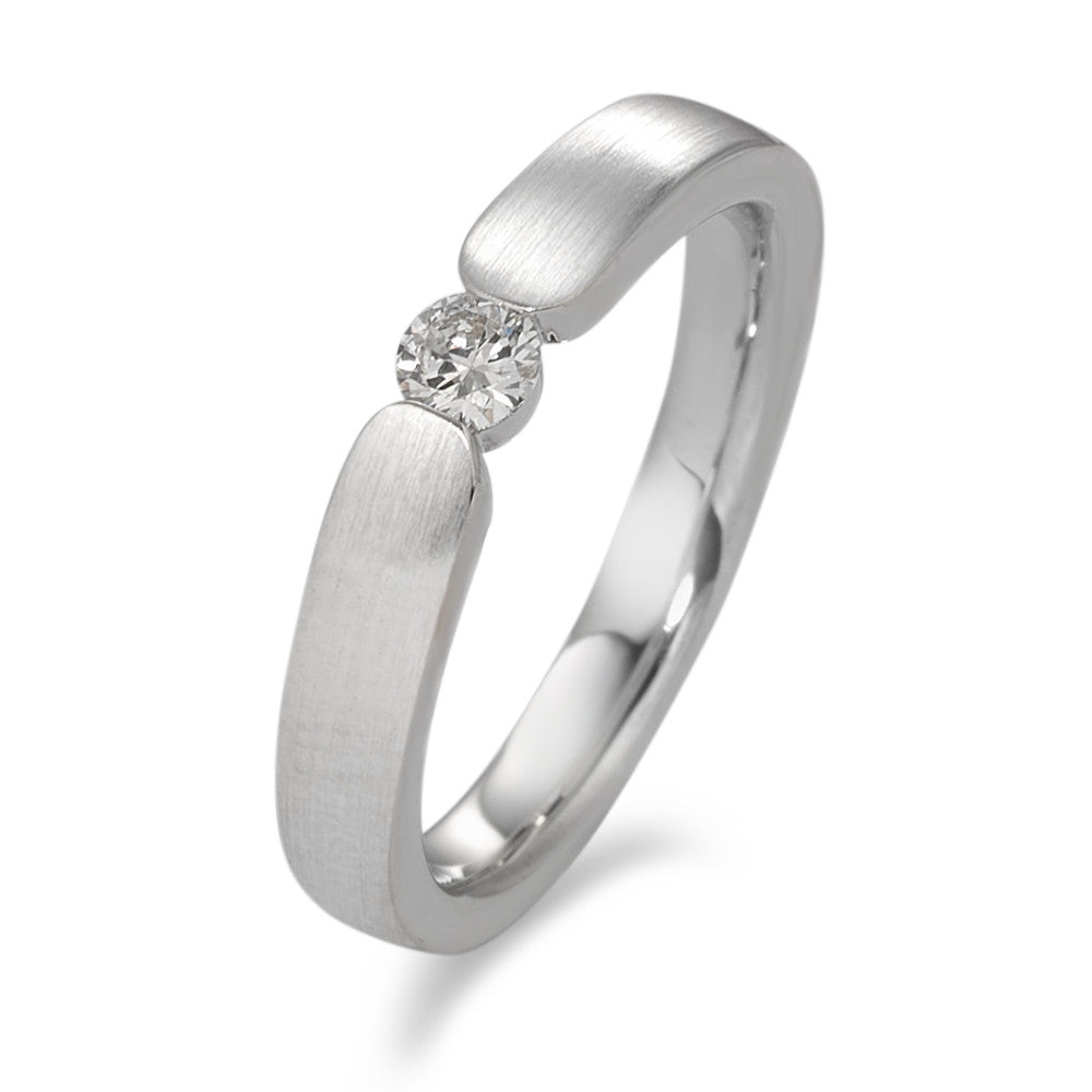Solitaire ring 18k White Gold Diamond White, 0.15 ct, brilliant, w-si