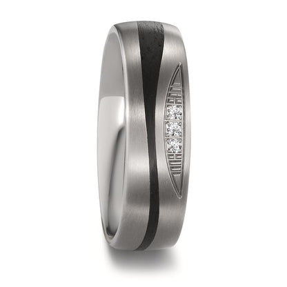 Partnerring titan, Kol diamant 0.03 ct, 3 stenar, tw-si