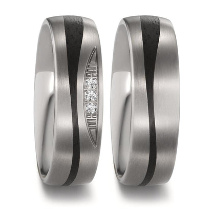 Partnerring titan, Kol diamant 0.03 ct, 3 stenar, tw-si
